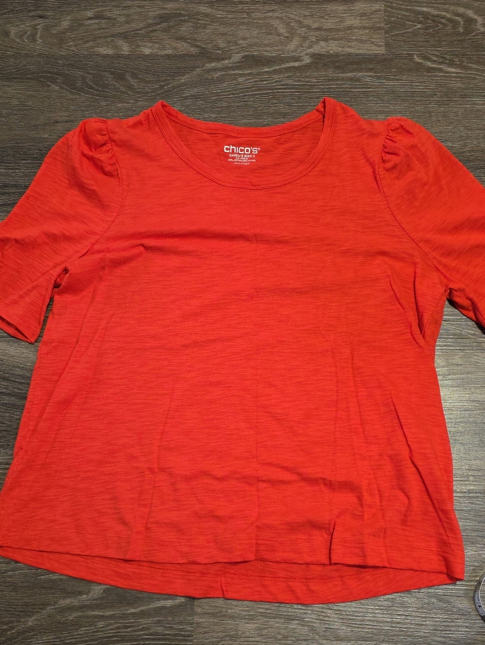 Chico's Bright Red Short Sleeve Scoop Neck Tee
